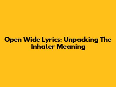 'Open Wide' Lyrics: Unpacking The Inhaler Meaning