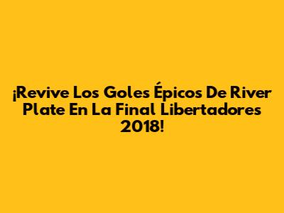 ¡Revive Los Goles Épicos De River Plate En La Final Libertadores 2018!
