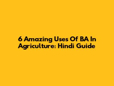 6 Amazing Uses Of BA In Agriculture: Hindi Guide