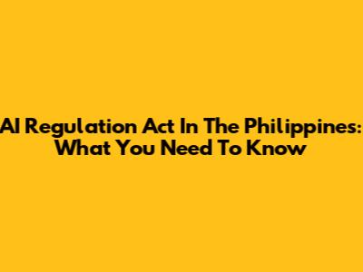 AI Regulation Act In The Philippines: What You Need To Know