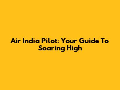 Air India Pilot: Your Guide To Soaring High
