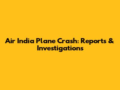 Air India Plane Crash: Reports & Investigations