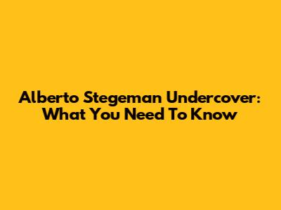 Alberto Stegeman Undercover: What You Need To Know