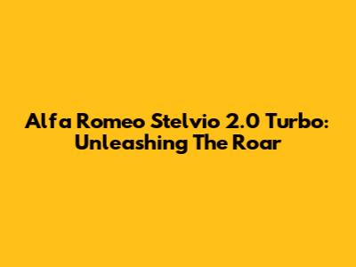 Alfa Romeo Stelvio 2.0 Turbo: Unleashing The Roar