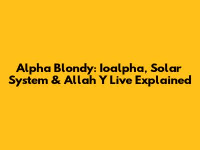 Alpha Blondy: Ioalpha, Solar System & Allah Y Live Explained
