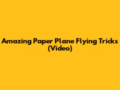 Amazing Paper Plane Flying Tricks (Video)