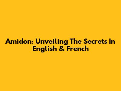 Amidon: Unveiling The Secrets In English & French