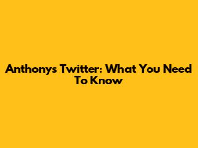 Anthony's Twitter: What You Need To Know