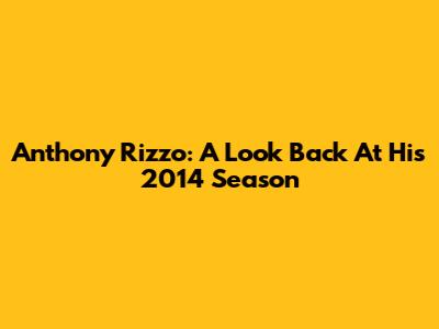 Anthony Rizzo: A Look Back At His 2014 Season