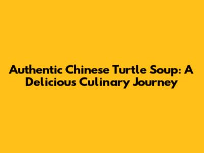 Authentic Chinese Turtle Soup: A Delicious Culinary Journey