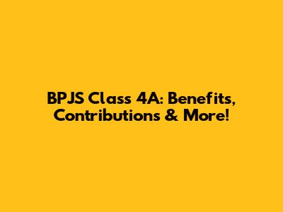 BPJS Class 4A: Benefits, Contributions & More!