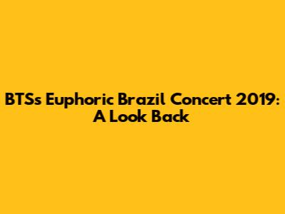 BTS's Euphoric Brazil Concert 2019: A Look Back