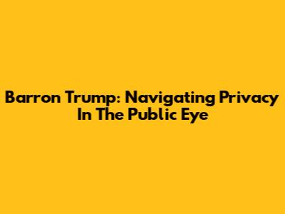 Barron Trump: Navigating Privacy In The Public Eye