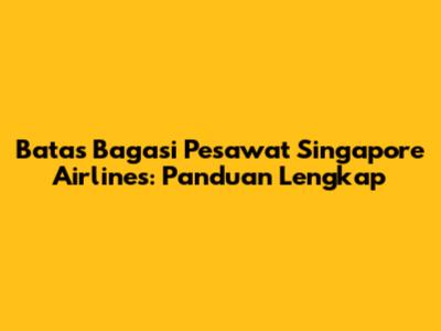 Batas Bagasi Pesawat Singapore Airlines: Panduan Lengkap