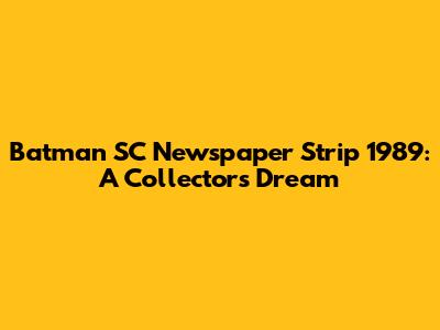 Batman SC Newspaper Strip 1989: A Collector's Dream