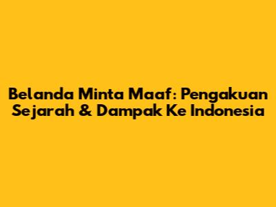 Belanda Minta Maaf: Pengakuan Sejarah & Dampak Ke Indonesia