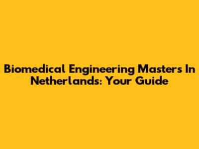 Biomedical Engineering Masters In Netherlands: Your Guide