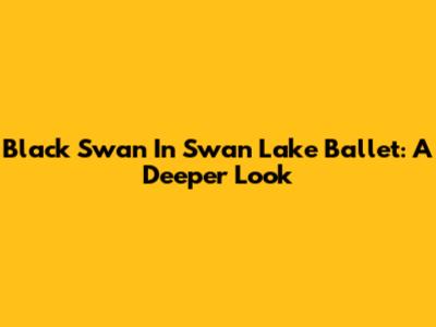 Black Swan In Swan Lake Ballet: A Deeper Look