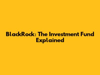 BlackRock: The Investment Fund Explained