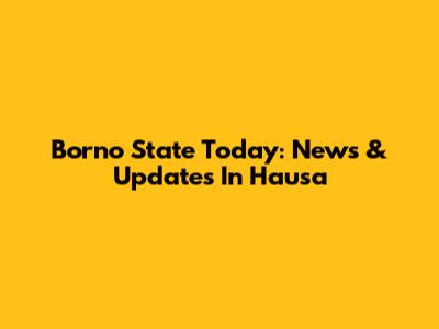 Borno State Today: News & Updates In Hausa