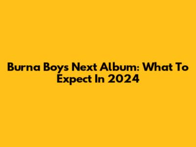 Burna Boy's Next Album: What To Expect In 2024