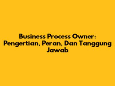 Business Process Owner: Pengertian, Peran, Dan Tanggung Jawab
