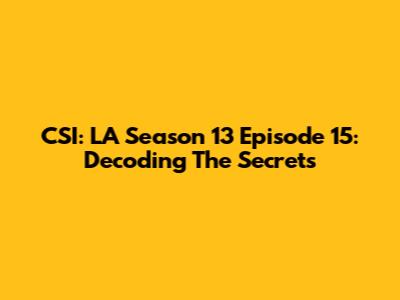 CSI: LA Season 13 Episode 15: Decoding The Secrets