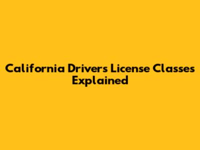 California Driver's License Classes Explained
