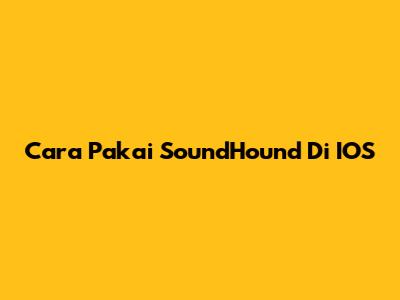 Cara Pakai SoundHound Di IOS