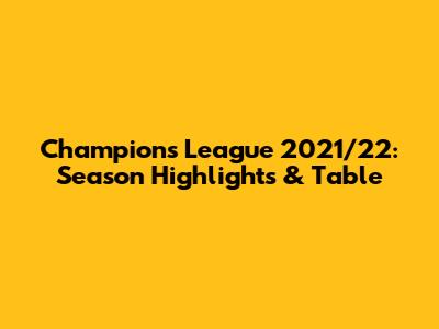 Champions League 2021/22: Season Highlights & Table