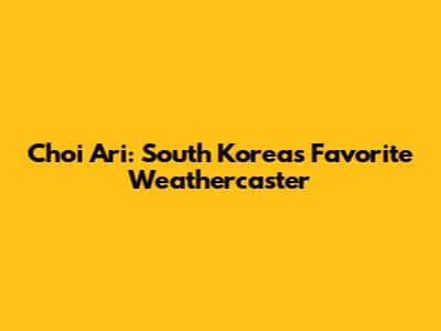 Choi Ari: South Korea's Favorite Weathercaster