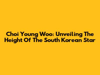 Choi Young Woo: Unveiling The Height Of The South Korean Star
