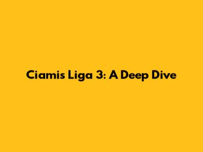Ciamis Liga 3: A Deep Dive