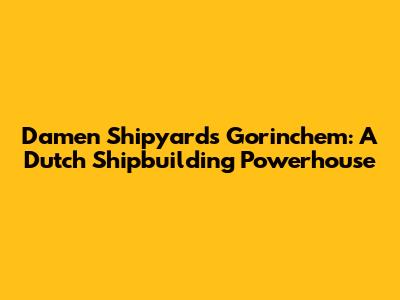 Damen Shipyards Gorinchem: A Dutch Shipbuilding Powerhouse