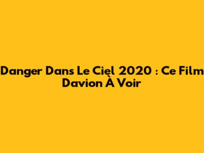 Danger Dans Le Ciel 2020 : Ce Film D'avion À Voir