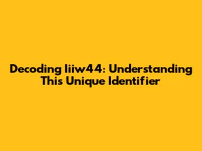 Decoding Iiiw44: Understanding This Unique Identifier