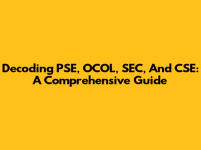 Decoding PSE, OCOL, SEC, And CSE: A Comprehensive Guide
