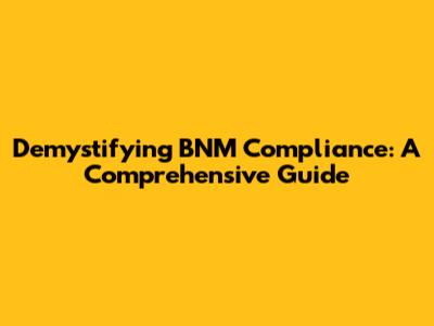Demystifying BNM Compliance: A Comprehensive Guide