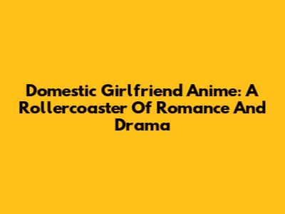 Domestic Girlfriend Anime: A Rollercoaster Of Romance And Drama
