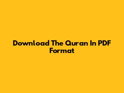 Download The Quran In PDF Format