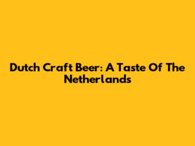 Dutch Craft Beer: A Taste Of The Netherlands