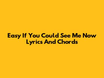 Easy "If You Could See Me Now" Lyrics And Chords