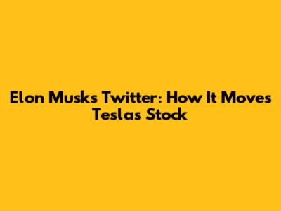 Elon Musk's Twitter: How It Moves Tesla's Stock