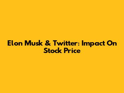 Elon Musk & Twitter: Impact On Stock Price