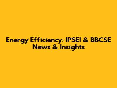 Energy Efficiency: IPSEI & BBCSE News & Insights