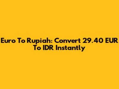 Euro To Rupiah: Convert 29.40 EUR To IDR Instantly