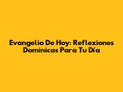 Evangelio De Hoy: Reflexiones Dominicas Para Tu Día