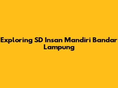 Exploring SD Insan Mandiri Bandar Lampung