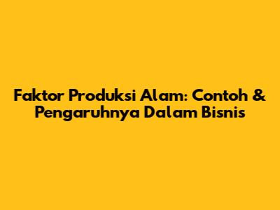 Faktor Produksi Alam: Contoh & Pengaruhnya Dalam Bisnis