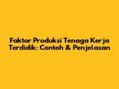 Faktor Produksi Tenaga Kerja Terdidik: Contoh & Penjelasan